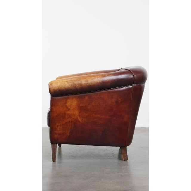 English Cowhide Club Chair with Fixed Seat Cushion For Sale - Image 5 of 15
