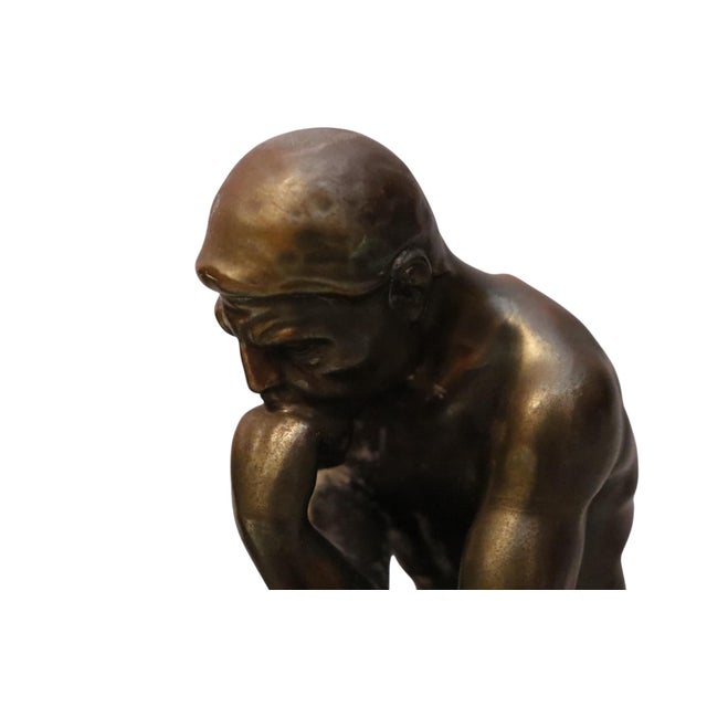 1930s 1930's Jenning Brothers “The Thinkers” Brass Bookends, a Pair For Sale - Image 5 of 9