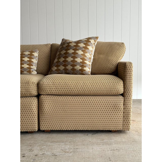 Textile Modernist Diamond-Jacquard Sofa Attributed to Charles Pfister for Knoll, 1970s For Sale - Image 7 of 18