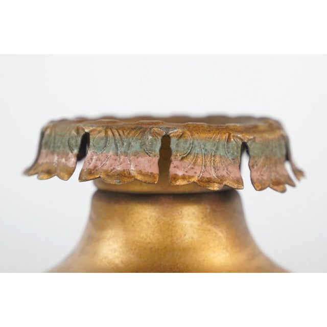Mid 20th Century Art Deco Restored Exposed Bulb Brass Ceiling Flush Mount Light For Sale - Image 6 of 11