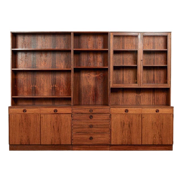 Mid-Century Modern Swedish Rosewood Wall Unit Bookcase by Bertil Fridhagen for Bodafors, 1960s For Sale
