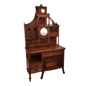 United Studios Inc. Antique Eastlake or Aesthetic Movement Side Cabinet, or Step-Back Display Cabinet