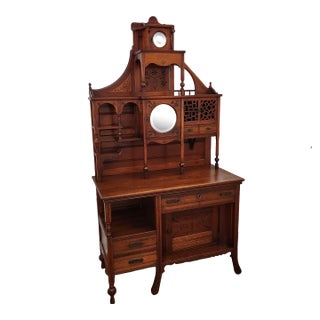 United Studios Inc. Antique Victorian Eastlake or Aesthetic Movement Side Cabinet or Step-Back Display Cabinet For Sale