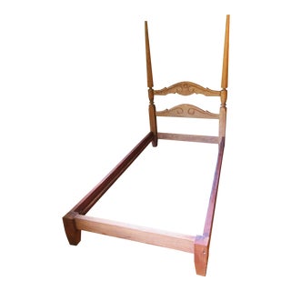 Vintage 1960s Modern Rustic Oak Twin Bedframe For Sale