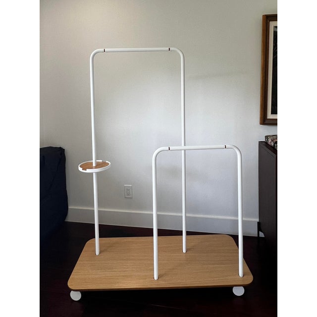 Mid-Century Modern Elegant Clothes Rack for Display or Portable Closet. Beautiful Piece. Rolls Easily From Room to Room. For Sale - Image 3 of 5