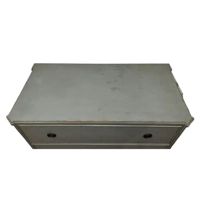 Gustavian (Swedish) Swedish Gustavian Style Painted Celadon Three Drawer Dresser For Sale - Image 3 of 3