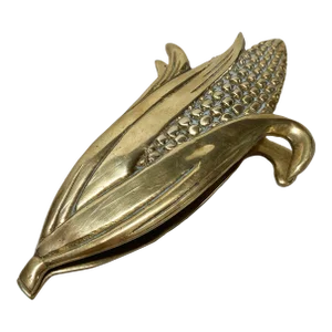 Vintage Brass Corn Cob Motif Receipt Clip