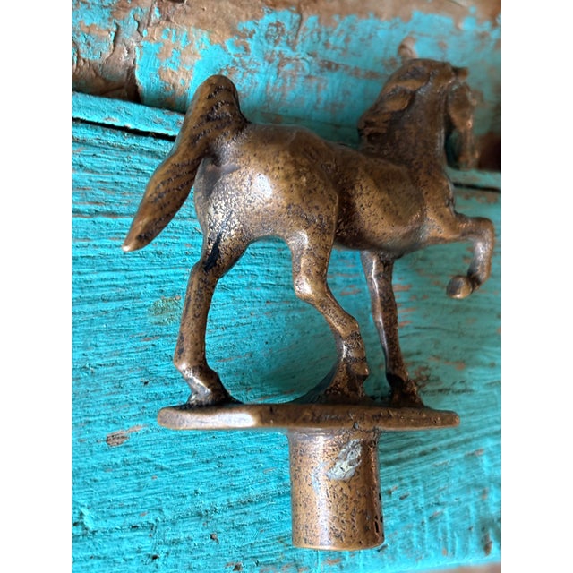 Brass Vintage Solid Brass Prancing Horse Water Faucet Handle and Valve Spigot Manufacturer Hallmark Stamp For Sale - Image 8 of 9