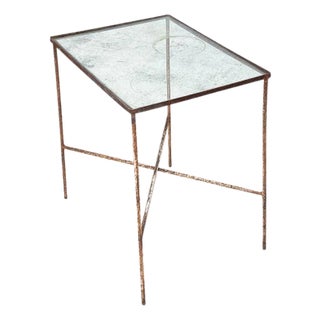 Early 20th Century Rustic Antique Early American Iron and Glass Accent or Side Table - 1900s Tulsa For Sale
