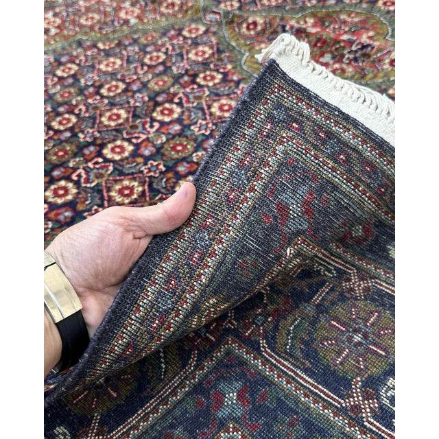 Textile Hand-Knotted Herati Mahi Medallion Wool Rug, Navy Field, 9'11" X 6'8" For Sale - Image 7 of 13