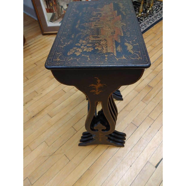 Early 2000s Chinese Black Matte Crackle Nesting Tables for Stickley- Set of 4 For Sale In New York - Image 6 of 7