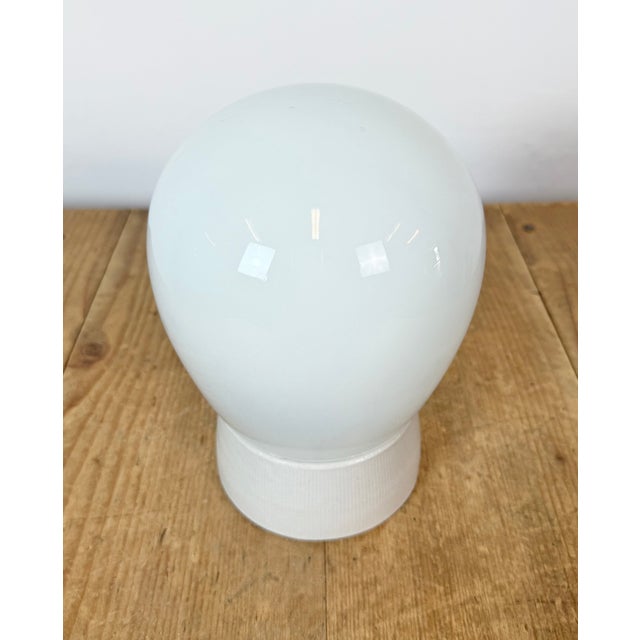 Industrial Vintage White Porcelain Ceiling Light, 1970s For Sale - Image 3 of 13