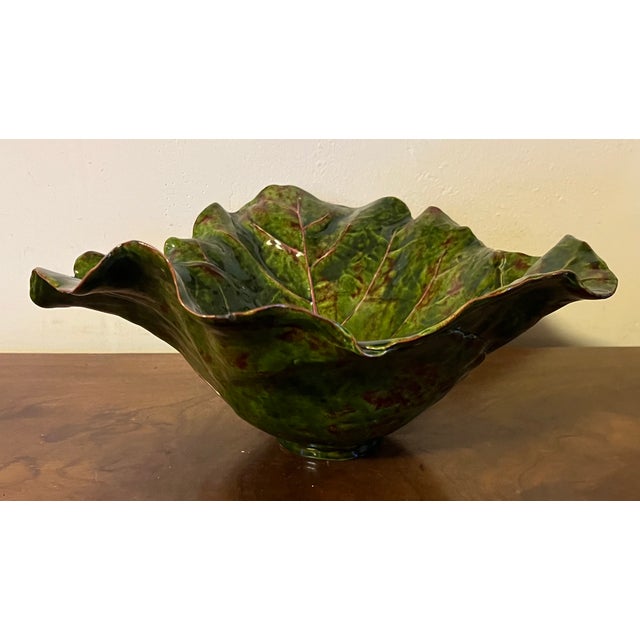 1980s Large Dodie Thayer Sea Grape Leaf Serving or Centerpiece Bowl For Sale - Image 5 of 17