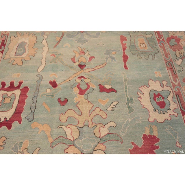 2020s Nazmiyal Collection Decorative Seafoam Color Turkish Oushak Design Contemporary Rug For Sale - Image 5 of 6