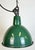 Green Industrial Green Enamel Factory Lamp with Cast Iron Top, 1960s For Sale - Image 8 of 18