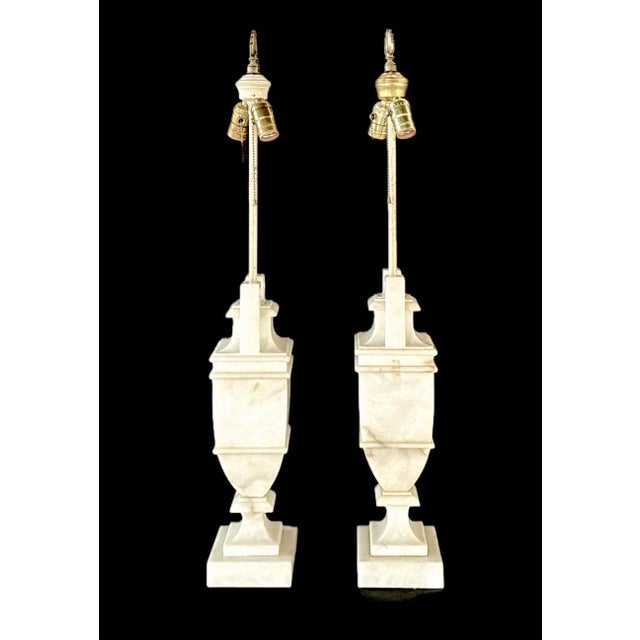 Mid 20th Century Neoclassical Alabaster Table Lamps - a Pair For Sale - Image 15 of 15