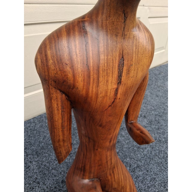 Vintage Minimalist Hand Carved Exotic Wood Sculpture For Sale - Image 9 of 17