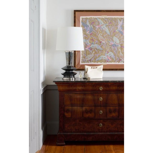 Stunning matching table lamps in black pearl with linen shades. H 30" W 8"D 8". I work with an interior designer who...