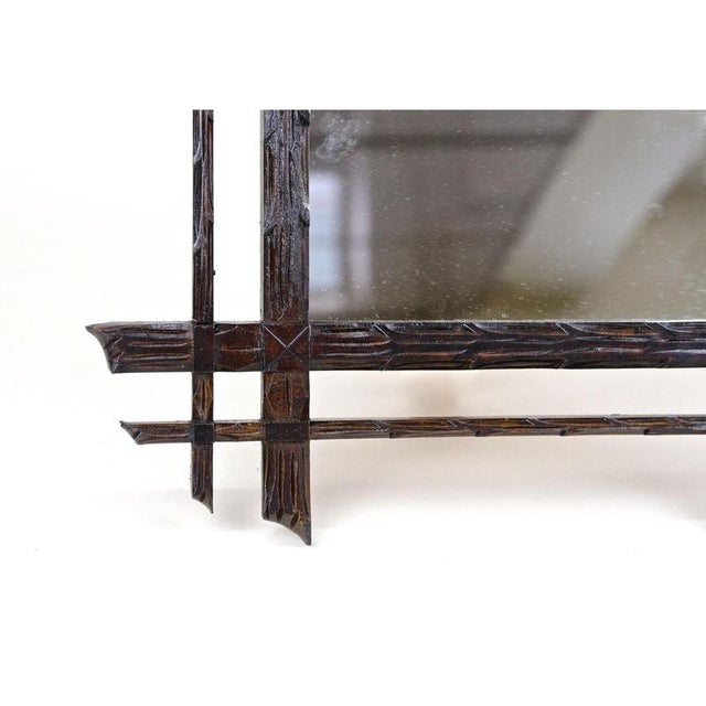 Glass Black Forest Rustic Handcarved Mirror, 1870s For Sale - Image 7 of 15