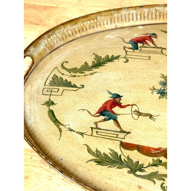 Regency Painted Tole Tray with Chinoiserie Decoration, English or French For Sale - Image 9 of 18