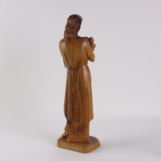 Brown Antique Sculpture in Olive Wood For Sale - Image 8 of 12