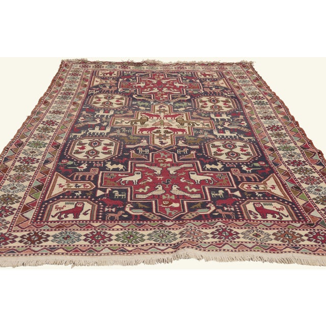Mid-Century Modern Vintage Persian Soumak Rug, 04'00 X 06'07 For Sale - Image 3 of 10