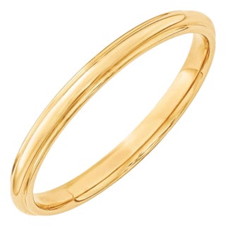 14 Karat Yellow Gold Half Round Classic Wedding Band Solid Ring For Sale