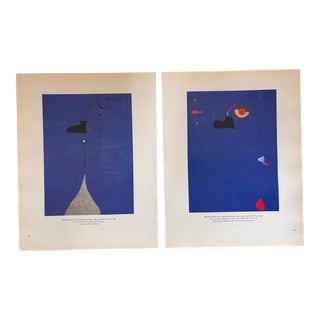 Joan Miro From the Personages Series Set of Two Original Published Lithograph Abstract Portrait For Sale