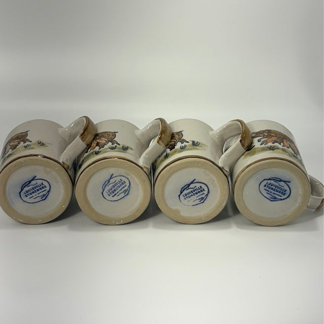 Vintage Louisville Stoneware Pig Mug Set Kentucky Pottery Farmhouse Coffee Cups - Set of 4 For Sale - Image 10 of 14