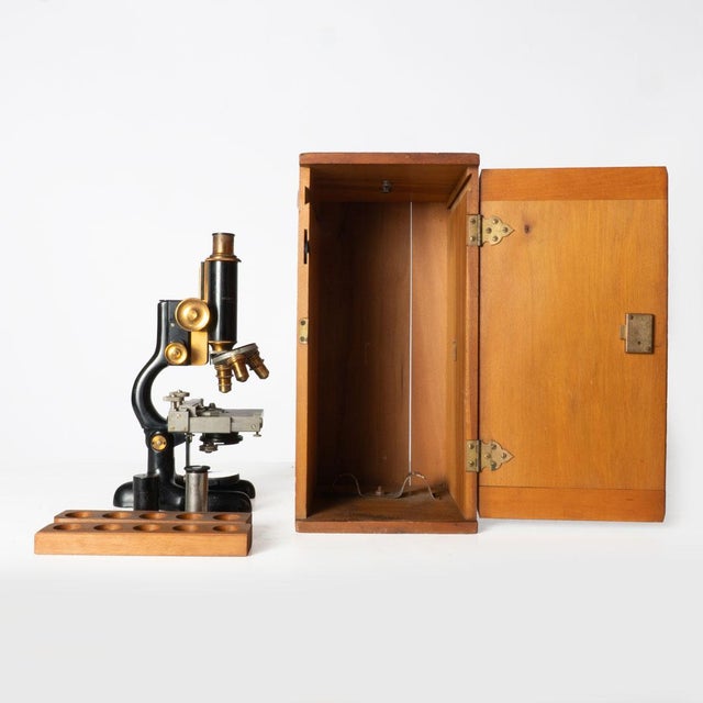 Antique Bausch and Lomb Microscope in Case For Sale - Image 4 of 18