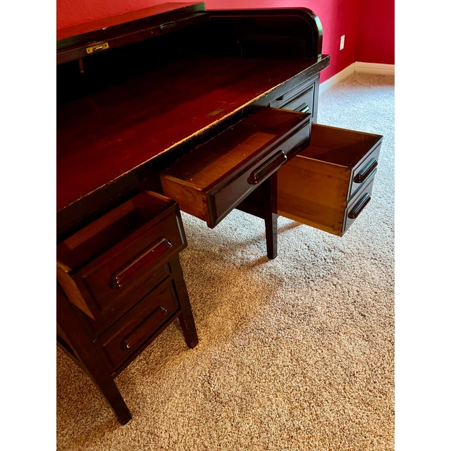 Antique Early 1900's Roll Top Desk For Sale In Houston - Image 6 of 12