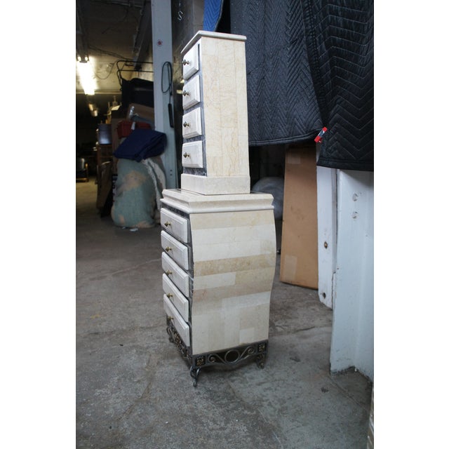 Vintage Tessellated Stone & Iron Jewelry Cabinet Commode Lingerie Semanier For Sale - Image 12 of 12
