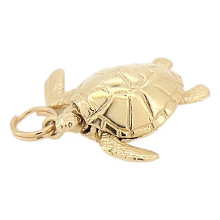 Late 20th Century Vintage 14k Articulating Turtle Charm, Cayman Islands For Sale
