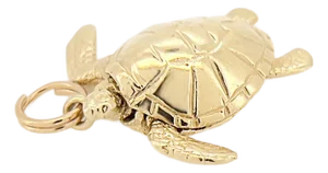 Late 20th Century Vintage 14k Articulating Turtle Charm, Cayman Islands