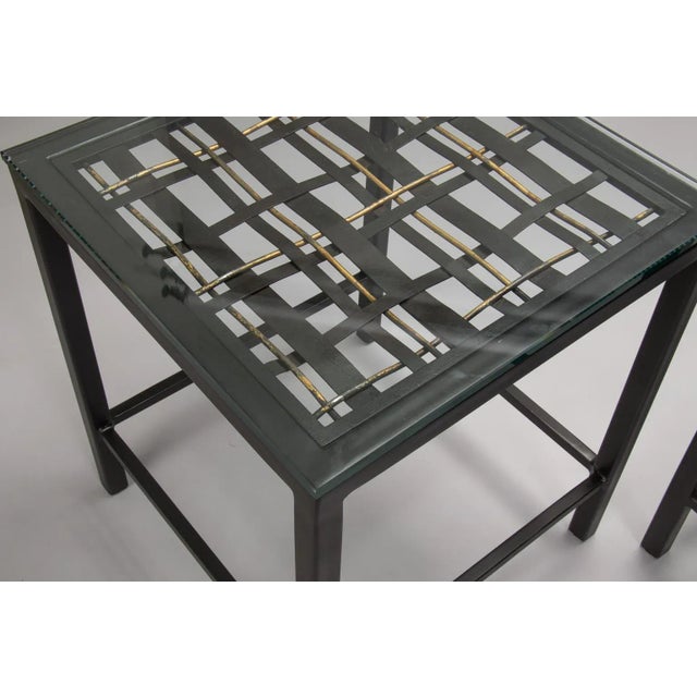 Custom End Tables Made With French Metal Grill - Pair For Sale In Detroit - Image 6 of 6