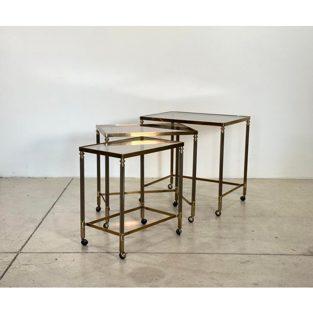 Mid-Century Modern Brass Bar Trolleys, 1960s, Set of 3 For Sale - Image 3 of 14