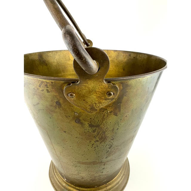 1950s Vintage Brass Cachepot With Swing Handle and Aged Patina For Sale - Image 5 of 8