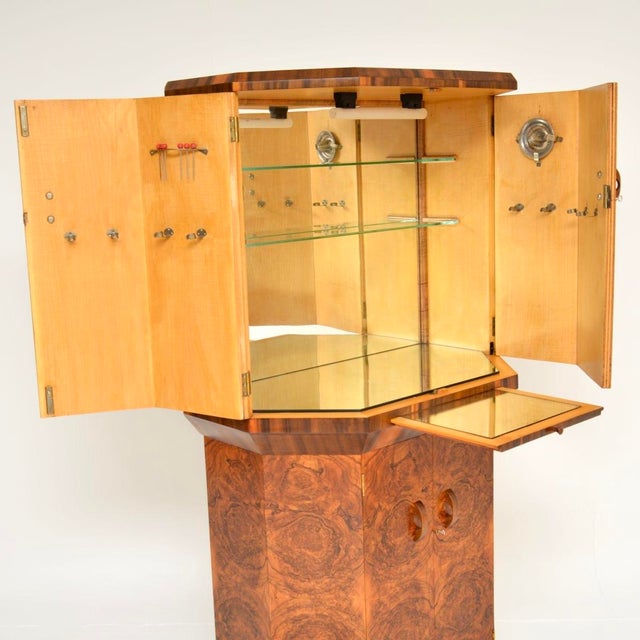 Art Deco Burr Walnut Cocktail Cabinet, 1930s For Sale - Image 4 of 12
