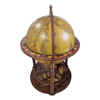 1960s Italian Old World Zodiac Globe Cocktail Bar Cart For Sale