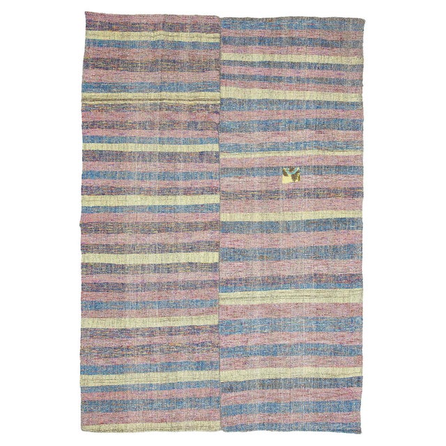 Textile Vintage Striped Turkish Rag Rug For Sale - Image 7 of 7