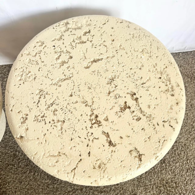 1980s Postmodern Faux Coquina Mushroom Nesting Side Tables - Set of 3 For Sale - Image 5 of 11