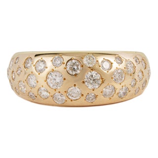Contemporary Natural Diamond Wide Band Bombe Ring in 14k Solid Gold Size 5.5 For Sale