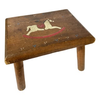 Vintage 1970s Century Folk Art/Farmhouse Wooden Step Stool For Sale
