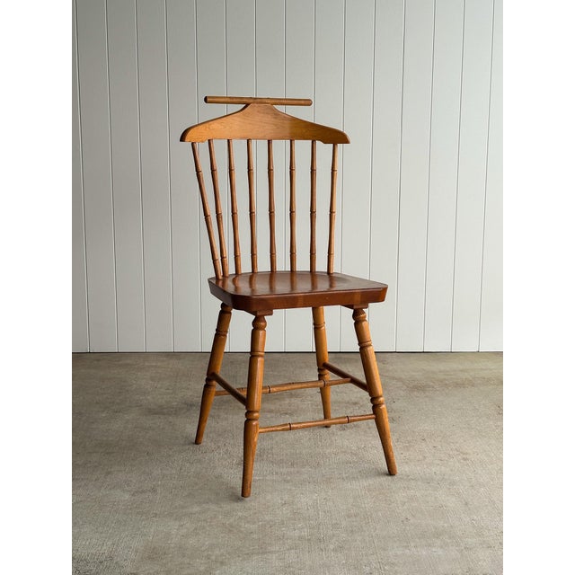Vintage Windsor Valet Side Chair, Faux Bamboo Spindles, Turned Legs, Circa 1960s For Sale - Image 10 of 10
