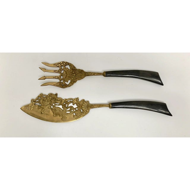 Asian Design Brass Fish Serving Set For Sale - Image 9 of 9