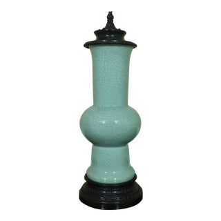 Maitland Smith Green Porcelain Bronze Decorative Urn For Sale