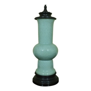 Maitland Smith Green Porcelain Bronze Decorative Urn For Sale