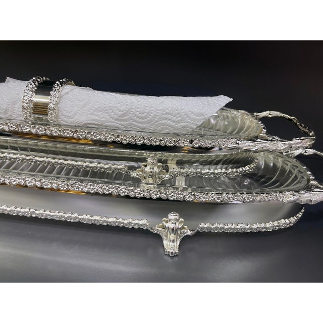 Boho Chic Oval Brass Serving Trays with Handles, Set of 4 For Sale - Image 3 of 8