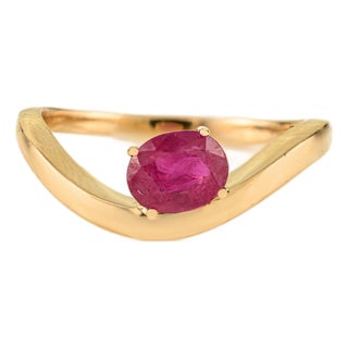 Chunky Wave Ruby Ring Size 5 by VRJEwels in 14k Solid Gold For Sale
