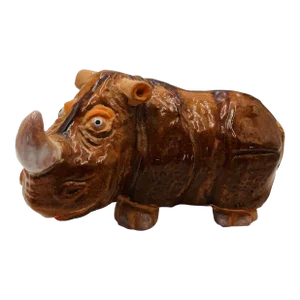 Vintage Hand Made Rhino Pottery Bank